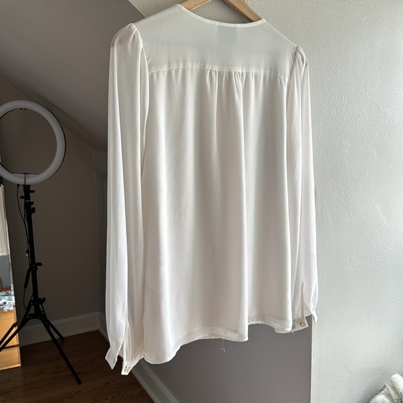 Linea by Louis Dell’Olio Pleated Chiffon Button Down Blouse - Picture 2 of 4